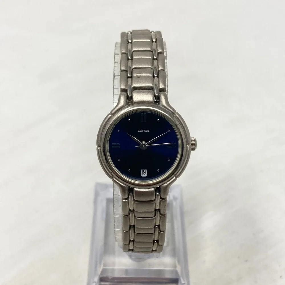 Lorus Watch Women 24mm Silver Tone Date Blue Dial Matte WR New Battery 6.5